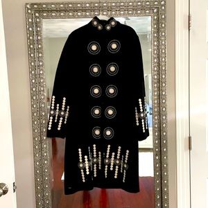 Embroidered Boiled Wool Sweater Coat